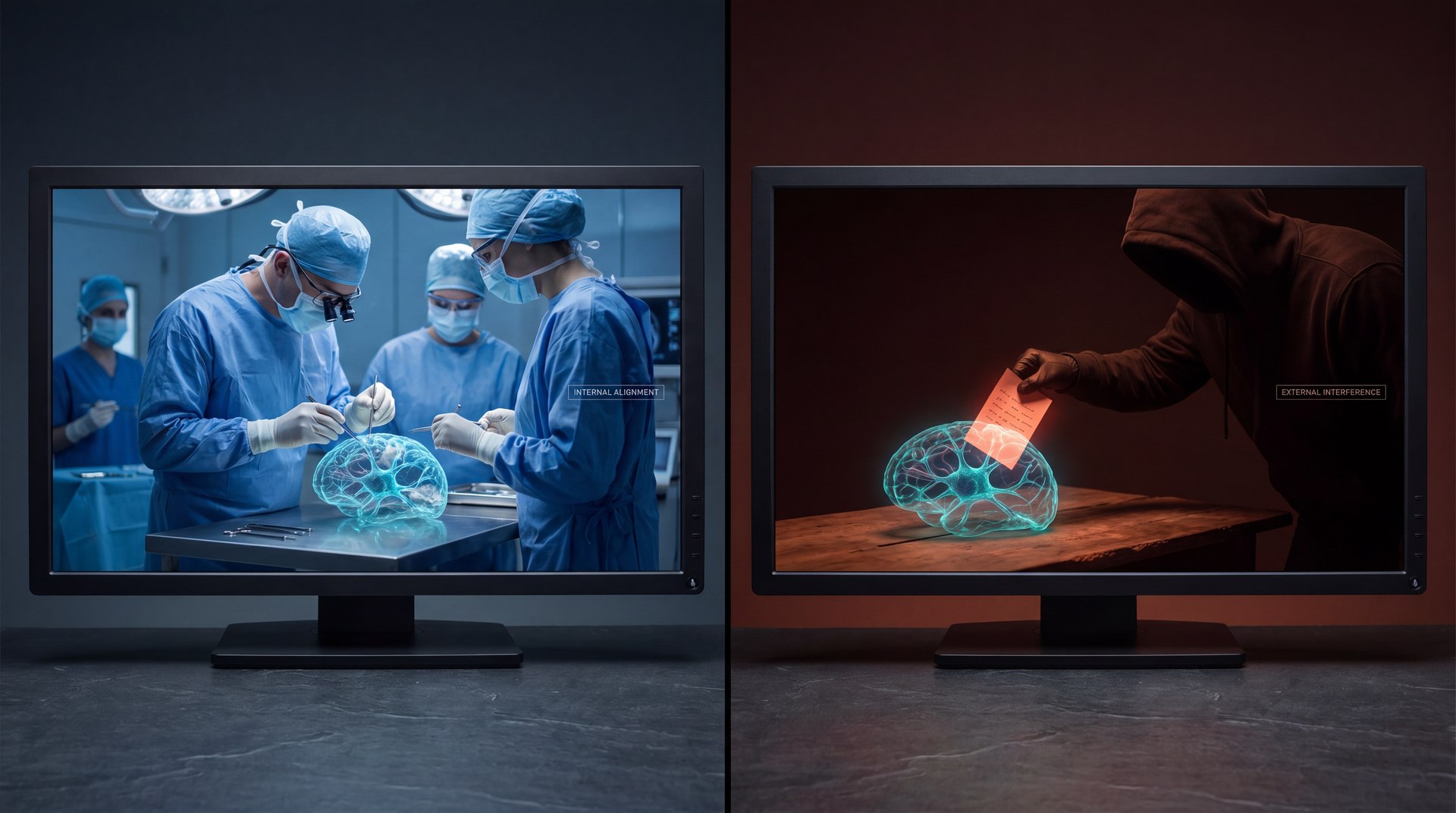 Digital Brain Surgery or a Malicious Whisper: The Two Fronts in the War for AI Safety
