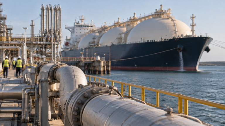 Editorial illustration for The Glut Nobody's Pricing: How a Coming Wall of LNG Capacity Will Reset European Energy Politics