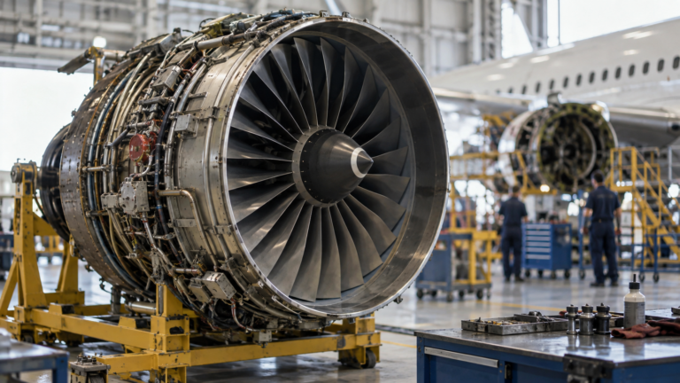 Editorial illustration for The Aviation Bottleneck: How Engine Shortages Are Stalling the Global Economy